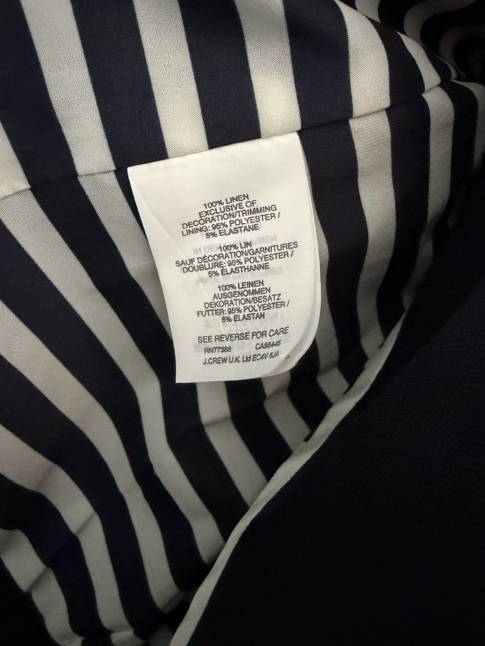 J. Crew Navy linen nautical preppy Blazer with White Piping and Gold Buttons - Picture 6 of 7